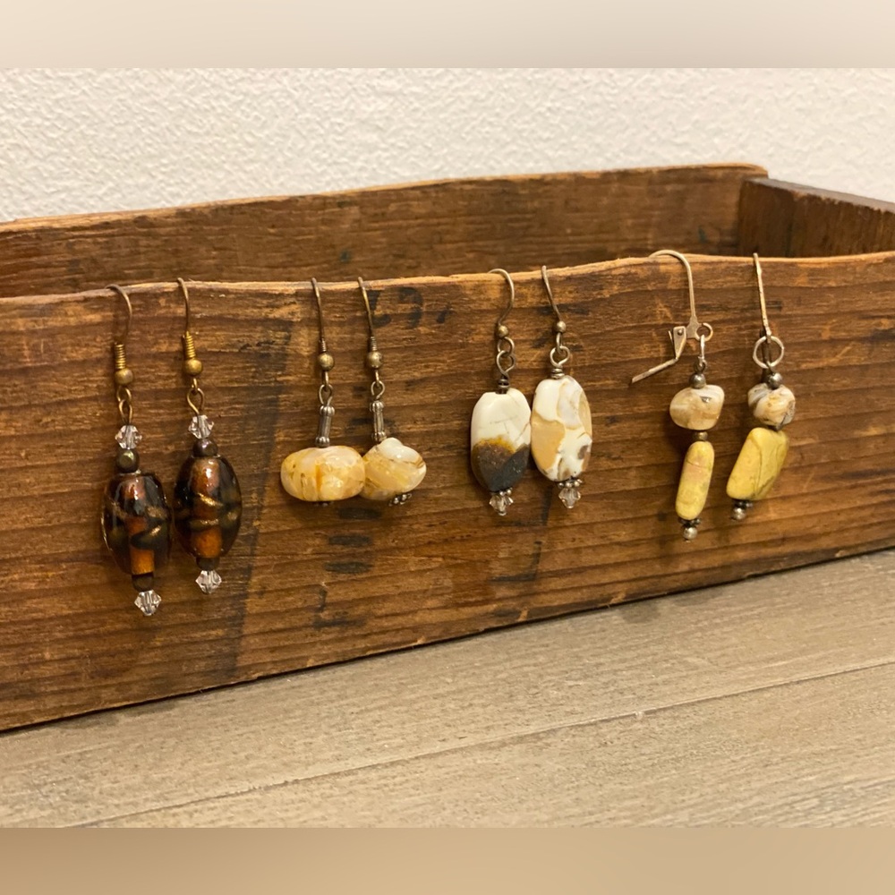 Set of 4 assorted natural stone earrings
